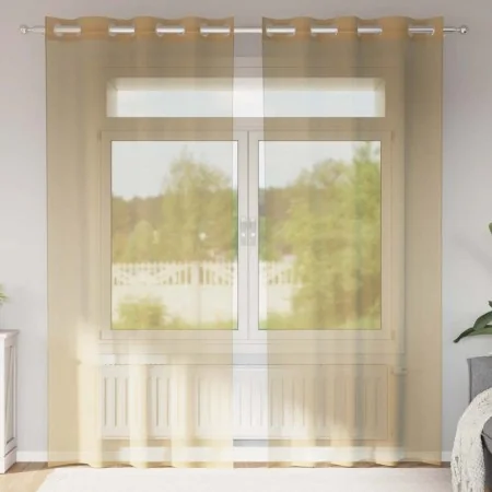 Cortinas de gasa con ojales 2 uds arena by , Curtains and curtains - Ref: Foro24-4102121, Price: 15,00 €, Discount: %