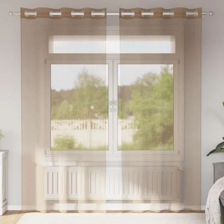 Cortinas de gasa con ojales 2 uds marrón claro de , Cortinas y visillos - Ref: Foro24-4102128, Precio: 15,04 €, Descuento: %