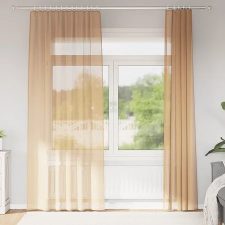 Cortinas de gasa con bolsillos para varillas 2 uds. arena de , Cortinas y visillos - Ref: Foro24-4102219, Precio: 14,65 €, De...