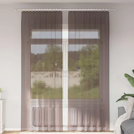 Cortinas de gasa con trabillas 2 uds. marrón by , Curtains and curtains - Ref: Foro24-4102265, Price: 15,26 €, Discount: %