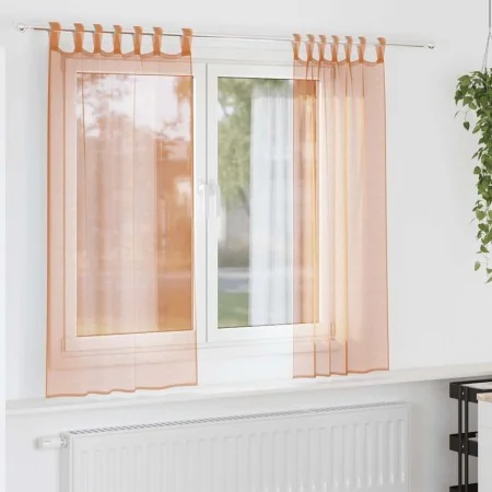 Cortinas de gasa con trabillas 2 uds terracota 140x175 cm de , Cortinas y visillos - Ref: Foro24-4102322, Precio: 13,65 €, De...