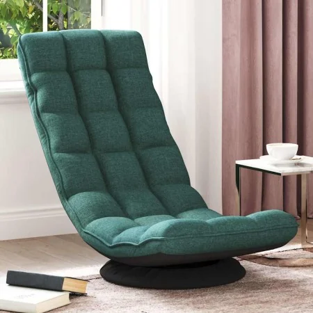 Silla giratoria de suelo de tela verde oscuro 70x51x79 cm de , Sillas de suelo - Ref: Foro24-4019729, Precio: 122,86 €, Descu...