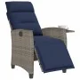 Silla de jardín reclinable con mesa auxiliar ratán gris by , Garden chairs - Ref: Foro24-4108278, Price: 180,27 €, Discount: %