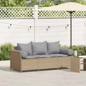 Sofá de jardín de 3 plazas con cojines ratán sintético beige von , Outdoor-Sofas - Ref: Foro24-4104175, Preis: 238,98 €, Raba...