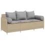 Sofá de jardín de 3 plazas con cojines ratán sintético beige by , Outdoor sofas - Ref: Foro24-4104175, Price: 238,98 €, Disco...