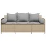 Sofá de jardín de 3 plazas con cojines ratán sintético beige by , Outdoor sofas - Ref: Foro24-4104175, Price: 238,98 €, Disco...