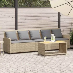 Sofá de jardín de 5 plazas con cojines ratán sintético beige by , Garden sets - Ref: Foro24-4104116, Price: 336,91 €, Discoun...