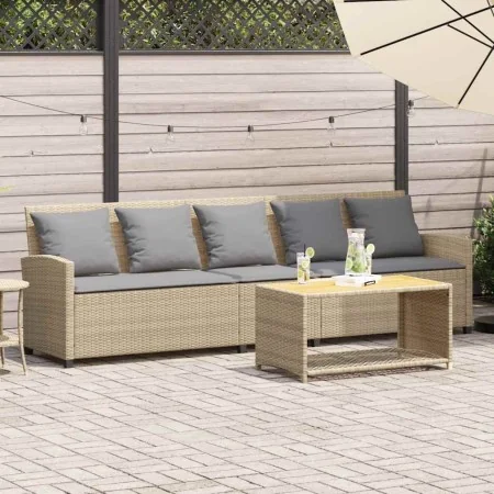 Sofá de jardín de 5 plazas con cojines ratán sintético beige by , Garden sets - Ref: Foro24-4104116, Price: 336,91 €, Discoun...