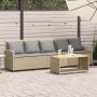 Sofá de jardín de 5 plazas con cojines ratán sintético beige by , Garden sets - Ref: Foro24-4104116, Price: 336,91 €, Discoun...