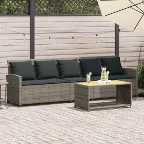 Sofá de jardín de 5 plazas con cojines ratán sintético gris by , Garden sets - Ref: Foro24-4104114, Price: 336,91 €, Discount: %