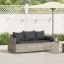 Sofá de jardín con cojines 3 plazas ratán sintético gris claro by , Outdoor sofas - Ref: Foro24-4104177, Price: 239,56 €, Dis...