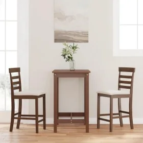 Taburetes de bar con cojines 2 uds madera maciza marrón caucho von , Küchenhocker - Ref: Foro24-4102537, Preis: 119,94 €, Rab...