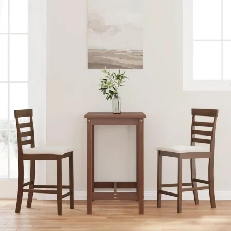 Taburetes de bar con cojines 2 uds madera maciza marrón caucho von , Küchenhocker - Ref: Foro24-4102537, Preis: 119,94 €, Rab...