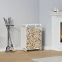 Leñero blanco 44x28x65 cm Acero laminado en frío by , Firewood bags and holders - Ref: Foro24-864196, Price: 51,84 €, Discoun...