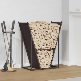 Leñero negro 69,5x35x81 cm Acero laminado en frío by , Firewood bags and holders - Ref: Foro24-864177, Price: 66,67 €, Discou...