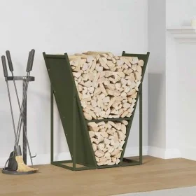 Leñero verde oliva 69,5x35x81 cm Acero laminado en frío de , Bolsas y soportes de leña - Ref: Foro24-864180, Precio: 68,20 €,...