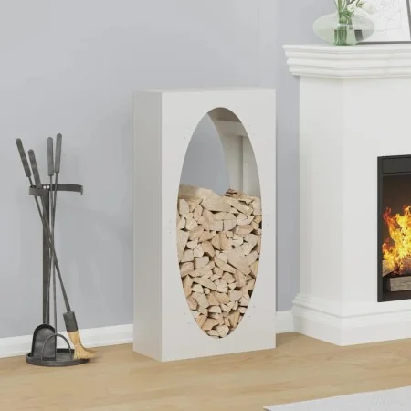 Leñero blanco 50x23x100 cm Acero laminado en frío by , Firewood bags and holders - Ref: Foro24-864182, Price: 90,45 €, Discou...