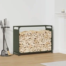 Leñero verde oliva 90x28x65 cm Acero laminado en frío von , Brennholztaschen und -halter - Ref: Foro24-864206, Preis: 61,19 €...