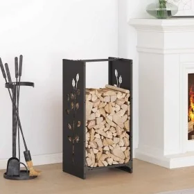 Leñero negro 40x30x80 cm Acero laminado en frío von , Brennholztaschen und -halter - Ref: Foro24-864219, Preis: 56,29 €, Raba...