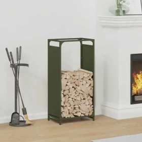 Leñero verde oliva 44x28x90 cm Acero laminado en frío by , Firewood bags and holders - Ref: Foro24-864210, Price: 59,92 €, Di...