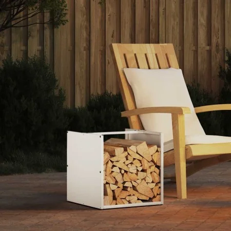 Leñero blanco 40x40x40 cm Acero laminado en frío by , Firewood bags and holders - Ref: Foro24-864238, Price: 48,17 €, Discoun...