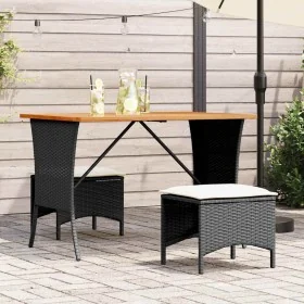 Set comedor de jardín 3 pzas con cojines ratán sintético negro by , Garden sets - Ref: Foro24-4104135, Price: 187,08 €, Disco...