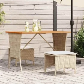 Set comedor de jardín 3 pzas con cojines ratán sintético beige by , Garden sets - Ref: Foro24-4104137, Price: 193,16 €, Disco...