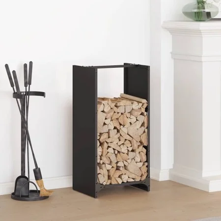 Leñero negro 40x30x80 cm Acero laminado en frío by , Firewood bags and holders - Ref: Foro24-864231, Price: 56,20 €, Discount: %