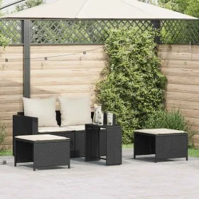 Set de muebles de jardín 5 pzas y cojines apilables negro von , Outdoor-Sofas - Ref: Foro24-4104163, Preis: 256,82 €, Rabatt: %