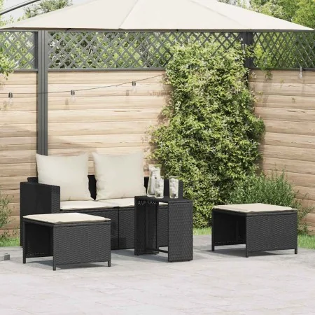 Set de muebles de jardín 5 pzas y cojines apilables negro von , Outdoor-Sofas - Ref: Foro24-4104163, Preis: 256,82 €, Rabatt: %