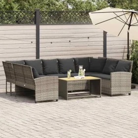 Sofá de jardín con cojines ratán sintético gris claro de , Conjuntos de jardín - Ref: Foro24-3365334, Precio: 645,79 €, Descu...