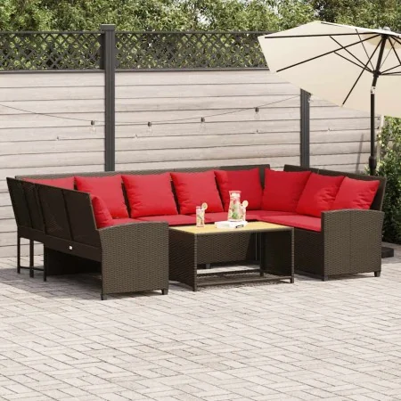 Sofá de jardín con cojines ratán sintético marrón by , Garden sets - Ref: Foro24-3365336, Price: 645,79 €, Discount: %