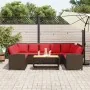 Sofá de jardín con cojines ratán sintético marrón by , Garden sets - Ref: Foro24-3365336, Price: 645,79 €, Discount: %