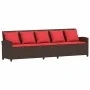 Sofá de jardín con cojines ratán sintético marrón by , Garden sets - Ref: Foro24-3365336, Price: 645,79 €, Discount: %