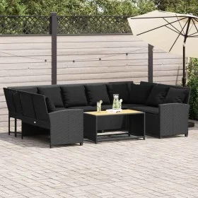 Sofás de jardín 3 piezas y cojines ratán sintético negro by , Garden sets - Ref: Foro24-3365329, Price: 622,35 €, Discount: %
