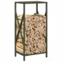 Leñero verde oliva 34x25x70 cm Acero laminado en frío by , Firewood bags and holders - Ref: Foro24-864322, Price: 43,69 €, Di...