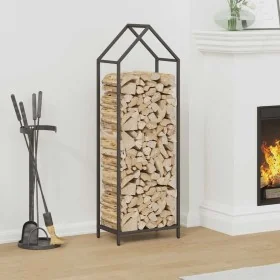 Leñero negro 40x25x120 cm Acero laminado en frío by , Firewood bags and holders - Ref: Foro24-864299, Price: 49,79 €, Discoun...