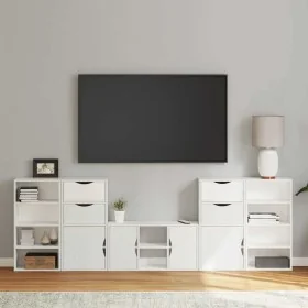 Muebles de TV 5 uds. con almacenaje "ODDA" blanco madera pino von , TV-Möbel - Ref: Foro24-3365369, Preis: 273,42 €, Rabatt: %