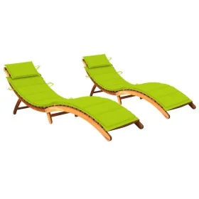 Tumbonas 2 unidades con cojines madera maciza de acacia by , Loungers - Ref: Foro24-3077372, Price: 347,79 €, Discount: %