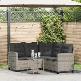 Sofá de jardín en forma de L con mesa y cojines ratán PE gris by , Outdoor sofas - Ref: Foro24-4103874, Price: 307,55 €, Disc...