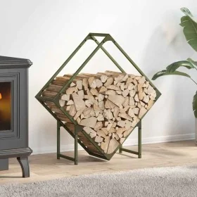 Leñero verde oliva 80x25x80 cm Acero laminado en frío by , Firewood bags and holders - Ref: Foro24-864286, Price: 34,38 €, Di...