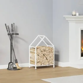 Leñero blanco 40x25x60 cm Acero laminado en frío by , Firewood bags and holders - Ref: Foro24-864292, Price: 32,59 €, Discoun...