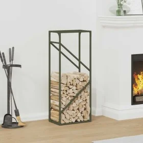 Leñero verde oliva 40x25x100 cm Acero laminado en frío by , Firewood bags and holders - Ref: Foro24-864334, Price: 39,48 €, D...