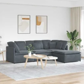 Sofá modular con reposapiés y cojines en terciopelo gris oscuro by , Sofas - Ref: Foro24-3321310, Price: 744,09 €, Discount: %