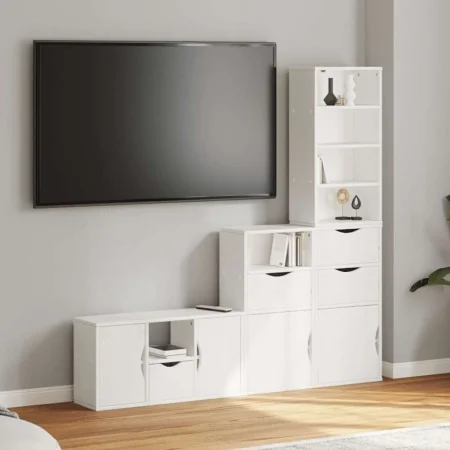 Muebles de TV 4 uds. con almacenaje "ODDA" blanco madera pino von , TV-Möbel - Ref: Foro24-3365381, Preis: 228,22 €, Rabatt: %