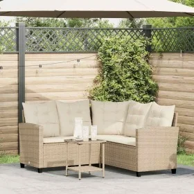 Sofá de jardín en forma de L con mesa y cojines ratán PE beige by , Outdoor sofas - Ref: Foro24-4103876, Price: 283,53 €, Dis...