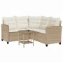 Sofá de jardín en forma de L con mesa y cojines ratán PE beige by , Outdoor sofas - Ref: Foro24-4103876, Price: 283,53 €, Dis...