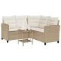 Sofá de jardín en forma de L con mesa y cojines ratán PE beige by , Outdoor sofas - Ref: Foro24-4103876, Price: 283,53 €, Dis...