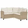 Sofá de jardín en forma de L con mesa y cojines ratán PE beige by , Outdoor sofas - Ref: Foro24-4103876, Price: 283,53 €, Dis...
