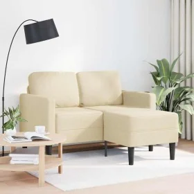 Sofá de 2 plazas con chaise longue en forma L tela crema 125 cm by , Sofas - Ref: Foro24-4107065, Price: 217,33 €, Discount: %